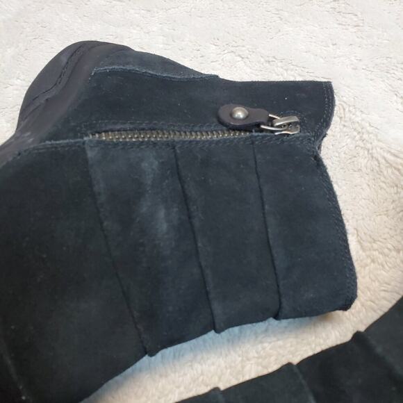 Clarks Black Suede Leather Lagenlook Ruched Goth Zip Ankle Boots Shoes 6W 6 Wide - Picture 8 of 10